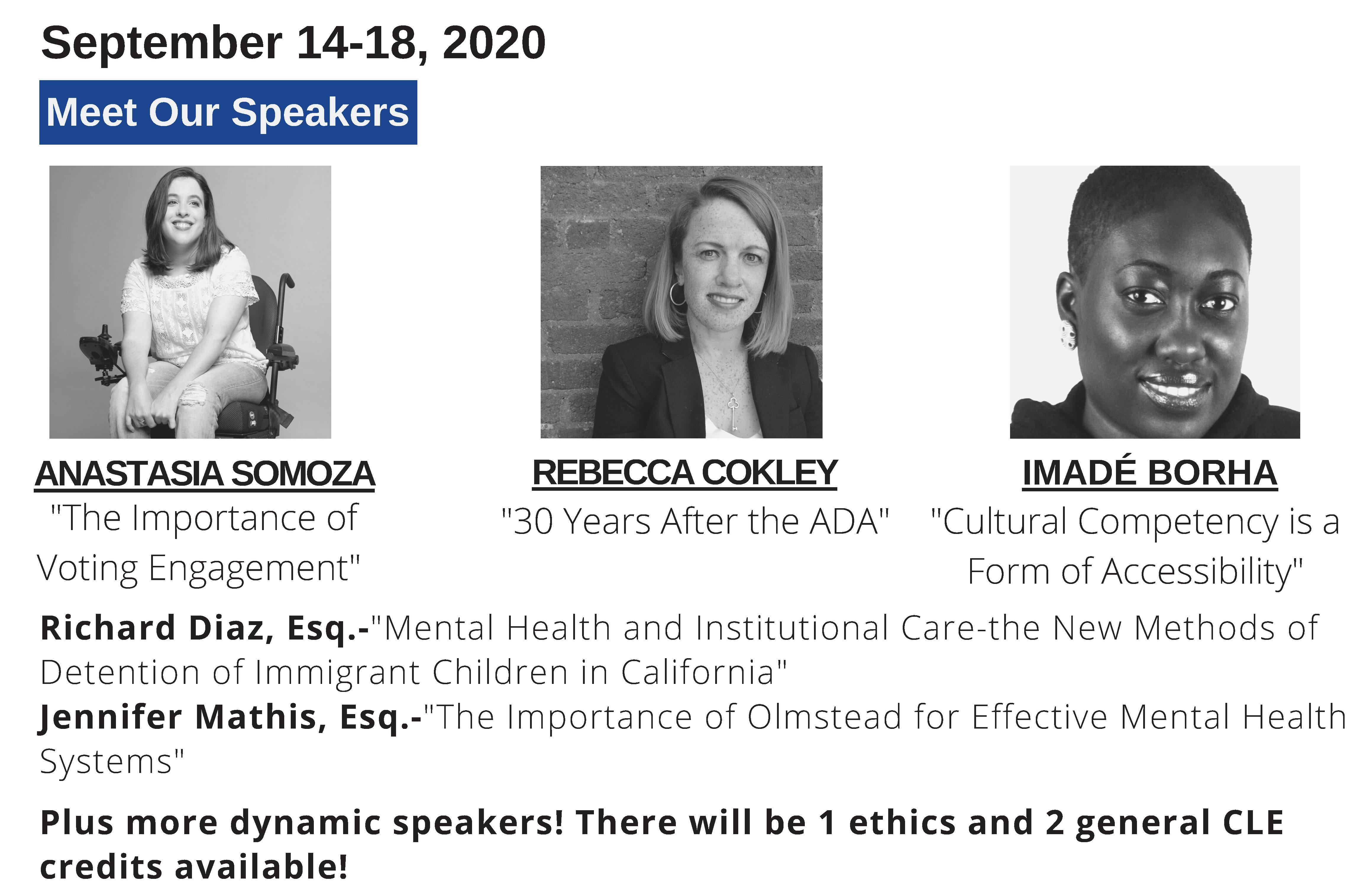 Image containing key speakers, talk subjects, and date of event.